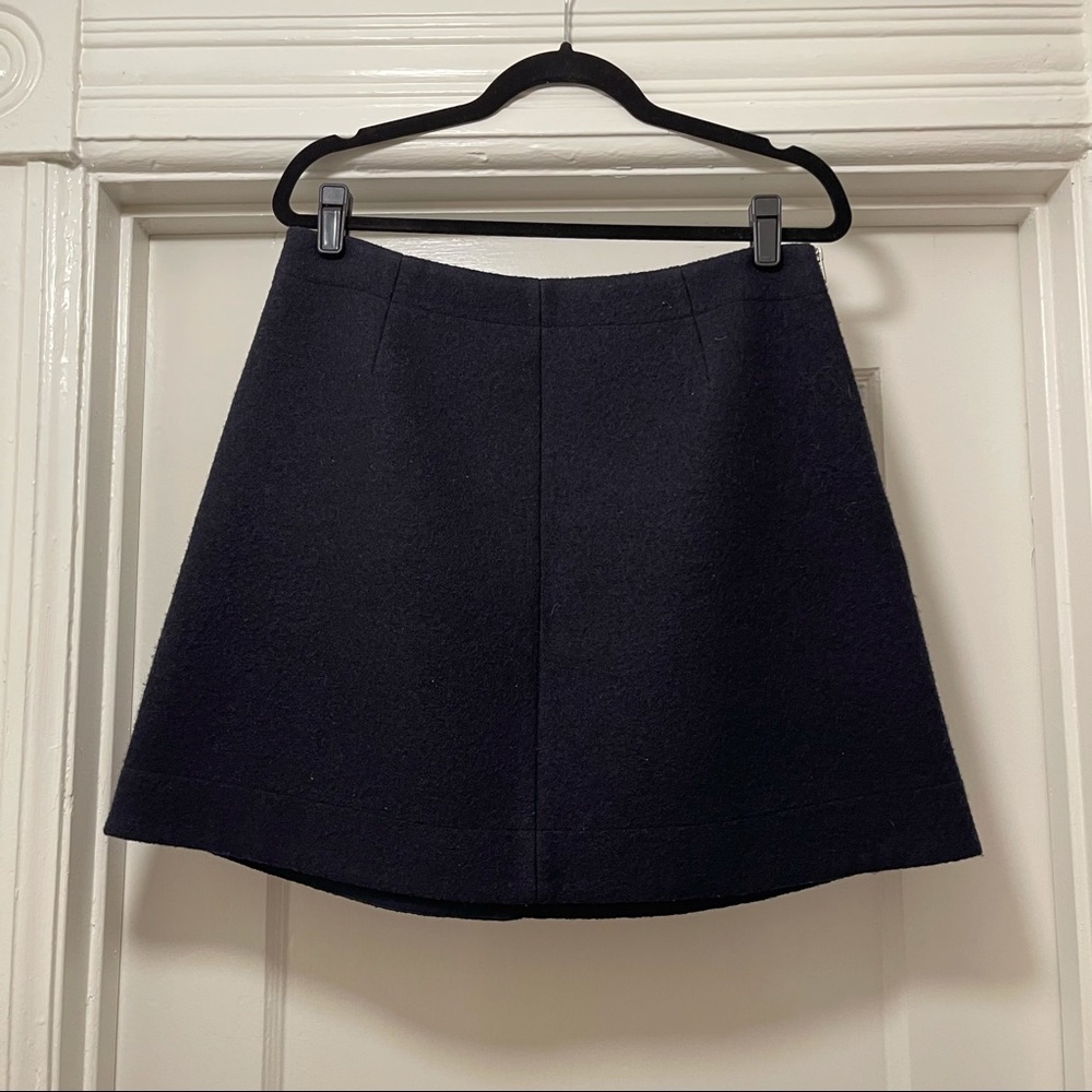 Cos Navy 100% Wool A-Line Mini Skirt US12